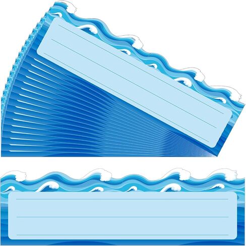 60 Sheets Name Plates for Classroom Die Cut Classroom Name Tags for Desk School Bus Name Tags Theme Flat Nameplates for Kids Teaching Tool Labeling Office Decorations (Ocean Waves) in Saudi Arabia