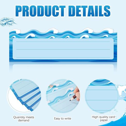 60 Sheets Name Plates for Classroom Die Cut Classroom Name Tags for Desk School Bus Name Tags Theme Flat Nameplates for Kids Teaching Tool Labeling Office Decorations (Ocean Waves) in Saudi Arabia