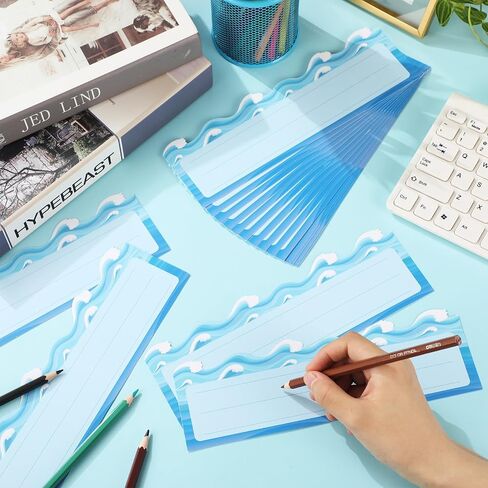60 Sheets Name Plates for Classroom Die Cut Classroom Name Tags for Desk School Bus Name Tags Theme Flat Nameplates for Kids Teaching Tool Labeling Office Decorations (Ocean Waves) in Saudi Arabia