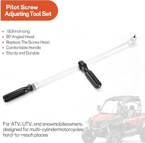 أداة تعديل المسمار الطيار 18.89 بوصة، مجموعة أدوات تعديل المكربن ​​لاستبدال عربة الثلج Carb ATV UTV، مفك براغي مكربن ​​90 درجة زاوية معدنية in Kuwait