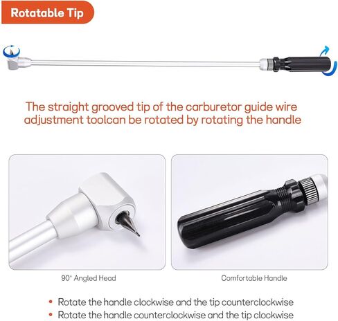 أداة تعديل المسمار الطيار 18.89 بوصة، مجموعة أدوات تعديل المكربن ​​لاستبدال عربة الثلج Carb ATV UTV، مفك براغي مكربن ​​90 درجة زاوية معدنية in Kuwait