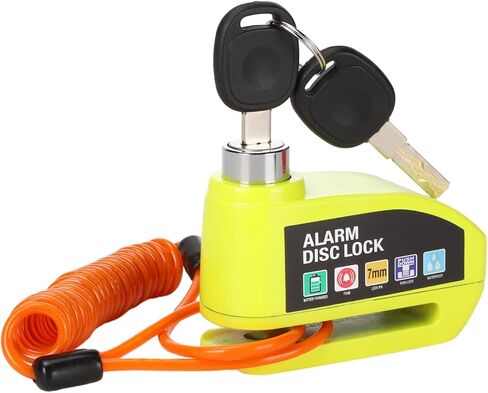 Motorcycle Alarm Disc Brake Lock 110dB Alarm Sound Anti-Theft High Security Wheel Disc Lock Waterproof with 4ft Reminder Cable 7mm Lock Pin Universal for Motorbike Bike E-Bikes Scooter Black in Saudi Arabia