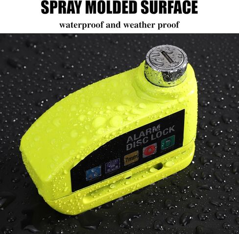 Motorcycle Alarm Disc Brake Lock 110dB Alarm Sound Anti-Theft High Security Wheel Disc Lock Waterproof with 4ft Reminder Cable 7mm Lock Pin Universal for Motorbike Bike E-Bikes Scooter Black in Saudi Arabia