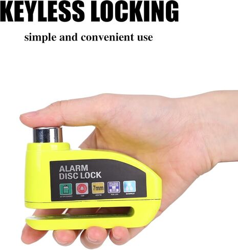 Motorcycle Alarm Disc Brake Lock 110dB Alarm Sound Anti-Theft High Security Wheel Disc Lock Waterproof with 4ft Reminder Cable 7mm Lock Pin Universal for Motorbike Bike E-Bikes Scooter Black in Saudi Arabia