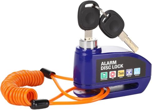 Motorcycle Alarm Disc Brake Lock 110dB Alarm Sound Anti-Theft High Security Wheel Disc Lock Waterproof with 4ft Reminder Cable 7mm Lock Pin Universal for Motorbike Bike E-Bikes Scooter Black in Saudi Arabia