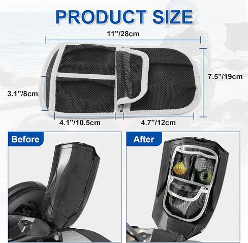 Front Trunk Lid Organizer Fit for Can-Am Ryker/Rally/Sport 2019-2024 Removable Mesh Triple Pocket Glove Box Organizer (Black) in Saudi Arabia