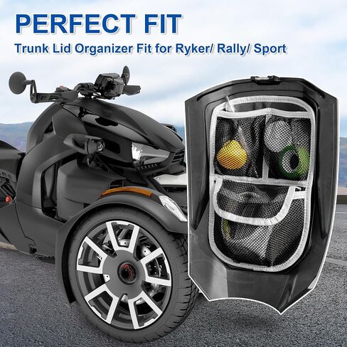 Front Trunk Lid Organizer Fit for Can-Am Ryker/Rally/Sport 2019-2024 Removable Mesh Triple Pocket Glove Box Organizer (Black) in Saudi Arabia