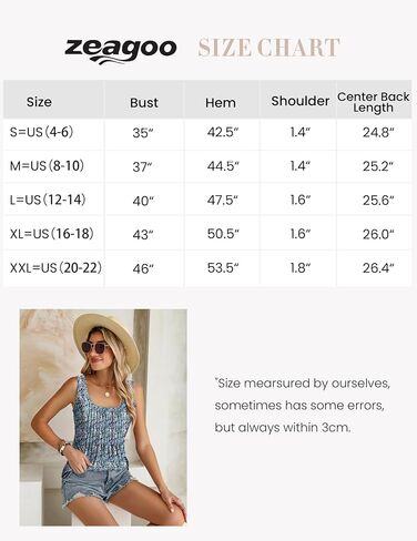 Zeagoo Women's Summer Tank Tops 2024 Pleated Square Neck Loose Fit Casual Flowy Tunic Sleeveless Shirts in Saudi Arabia