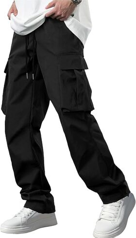 Men's Casual Cargo Sweatpants Waist Drawstring Joggers Hiking Tactical Pants for Men with Pockets in Saudi Arabia
