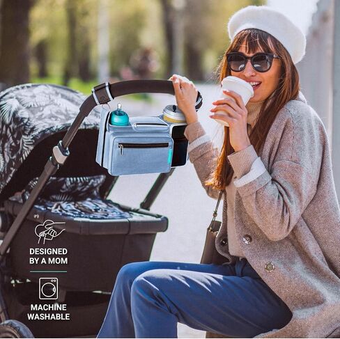 Swanoo Stroller Caddy Organizer With Cup Holder, Non Slip Straps Bag for Phone, Pet Stroller Accessories, Universal Fits Uppababby Vista v2 Wonderfold Wagon, Doona and More in Saudi Arabia