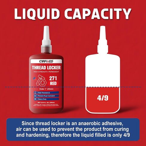 Threadlocker 271, Red High Strength Permanent Thread Lock Glue (1.69Fl. oz/50ml) - Lock Tight Screw Glue for Nuts, Bolts & Seal Fasteners, Prevents Loosening, Rust & Corrosion in Saudi Arabia