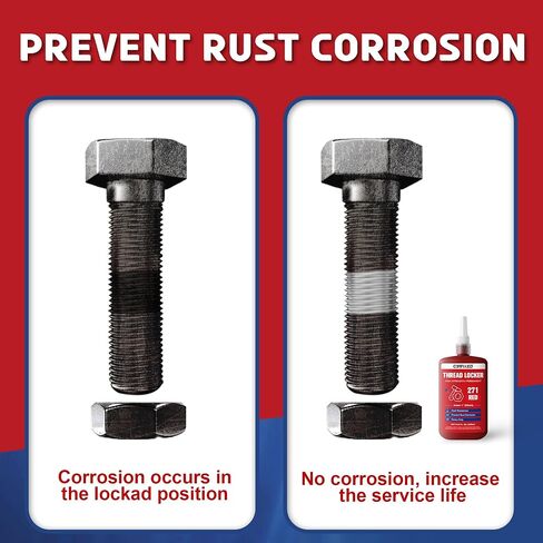 Threadlocker 271, Red High Strength Permanent Thread Lock Glue (1.69Fl. oz/50ml) - Lock Tight Screw Glue for Nuts, Bolts & Seal Fasteners, Prevents Loosening, Rust & Corrosion in Saudi Arabia