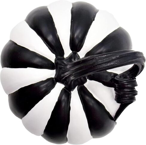 Needzo Black and White Striped Pumpkin Decorations, Seasonal Halloween Home Accessories, 6 in., Set of 2 (2-6 Inches) in Saudi Arabia