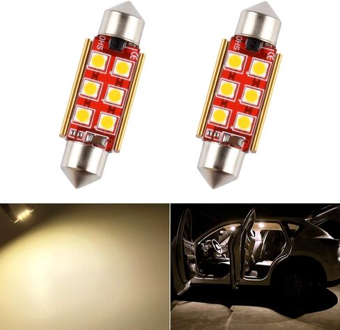 1797 31mm DE3175 DE3021 DE3022 LED Bulb Dome Light Warm White 3030 SMD for Cars Map License Plate Trunk Side Marker Interior Lights Bulbs Lamps Replacement Bright 12V 2W Pack of 2 1.22 in in Saudi Arabia