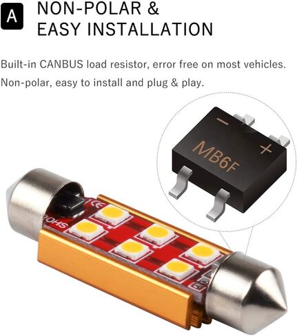 1797 31mm DE3175 DE3021 DE3022 LED Bulb Dome Light Warm White 3030 SMD for Cars Map License Plate Trunk Side Marker Interior Lights Bulbs Lamps Replacement Bright 12V 2W Pack of 2 1.22 in in Saudi Arabia