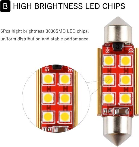 1797 31mm DE3175 DE3021 DE3022 LED Bulb Dome Light Warm White 3030 SMD for Cars Map License Plate Trunk Side Marker Interior Lights Bulbs Lamps Replacement Bright 12V 2W Pack of 2 1.22 in in Saudi Arabia