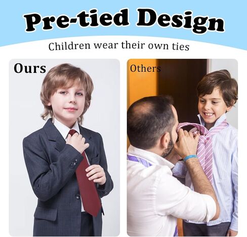 Boys Tie, Pre-tied Kids Tie Adjustable Ties for Boys Solid Color Clip on Ties for Boys School/Graduation/Wedding in Saudi Arabia