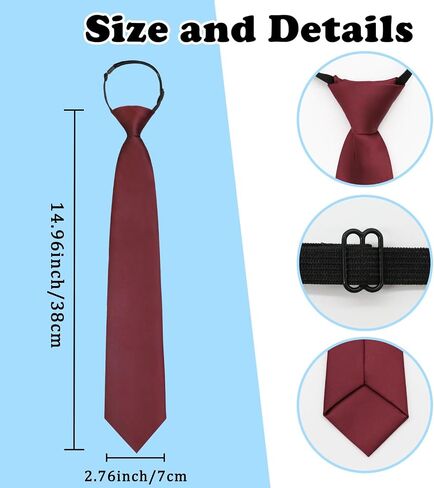 Boys Tie, Pre-tied Kids Tie Adjustable Ties for Boys Solid Color Clip on Ties for Boys School/Graduation/Wedding in Saudi Arabia