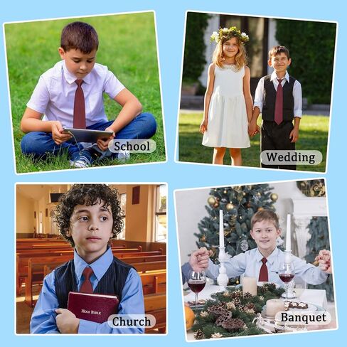 Boys Tie, Pre-tied Kids Tie Adjustable Ties for Boys Solid Color Clip on Ties for Boys School/Graduation/Wedding in Saudi Arabia
