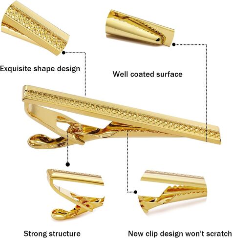 Tie Clip for Men Set, Gold Tie Bar and Tie Pin Clip for Regular Ties, Unique Mens Tie Clip Tie Clasp Suitable for Wedding Anniversary Business Professional and Best Gifts in Saudi Arabia