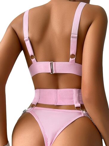 Lilosy Sexy Chain Strappy Garter Belt Women Lingerie Set Rave Outfits in Saudi Arabia