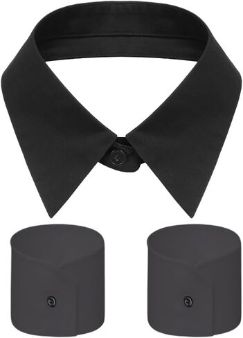 Beut Bucf & Co ياقة وهمية وأساور وهمية طبقات نصف قمصان ياقة سوداء قابلة للفصل للبلوزات والقمصان ذات الأزرار in Kuwait