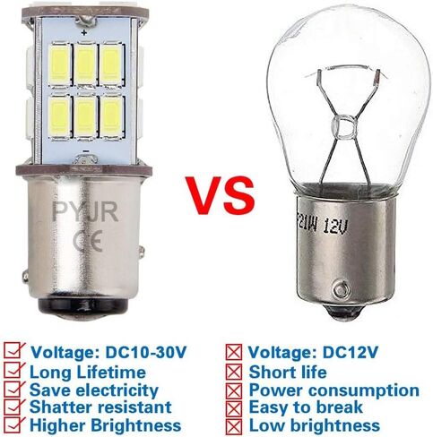 1157 لمبة LED بيضاء، Bay15d Led 12V 5W لمبة، DC10-30V 6000K 800 Lm للذيل/الفرامل، ضوء احتياطي، للسيارة، RV، مقطورة، قارب، دراجة نارية. (عبوة من 2) in Kuwait