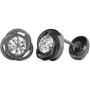 فاريا 14 قيراط الذهب الأسود / الروديوم أقراط الماس (1/2 قيراط tw AGS معتمد GH+/SI2-I1+) in Kuwait