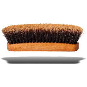 Valentino Garemi Luxury Leather Shoe Shine Polish Brush - Long Shaft Slotted Bristles - Genuine Horsehair & Hard Wood Handle - Made in Germany in Kuwait