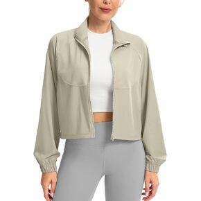 Soothfeel Women's Athletic Running Jacket Zip Up Cropped Workout Jackets Lightweight Gym Sports UPF 50+ Sun Protection Shirt
