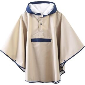 Hiheart Girls Waterproof Rain Poncho Hooded Packable Raincoat