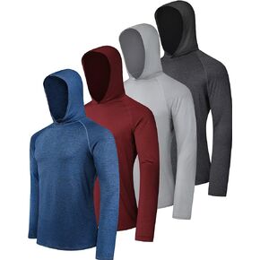 OYGSieg Men's Athletic Hoodies Long Sleeve Fishing Shirts for Men UPF SPF UV Sun Protection Shirts Lightweight Rash Guards