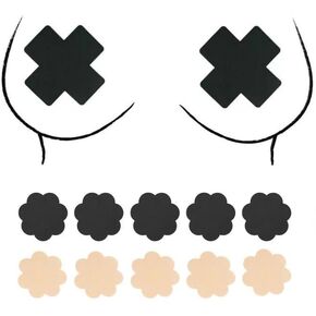 10PCS Cross Shape Self Adhesive Nipple Covers Disposable Pasties Breast Petals Sticky Bra for Women Lingerie