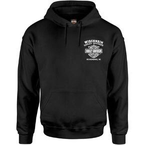 Harley-Davidson Men's Ragged Willie G Skull Poly-Blend Pullover Hoodie, Black