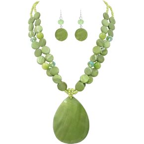 Big Teardrop Pendant Necklaces for Women Colorful Beaded Necklaces Statement Set for Holiday.