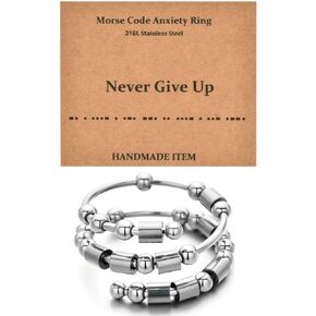 Morse Code Rings for Women, Stainless Steel Spinner Ring Fidget Rings for Anxiety Ring Morse Code Rings Inspirational Gifts Jewelry Women Birthday Graduation Gifts for Her Best Friends