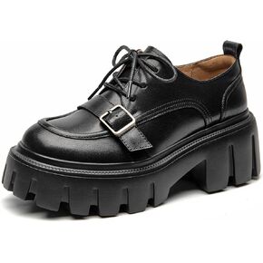 BEAU TODAY Platform Oxfords for Women, Oxford Shoes for Women, Chunky Leather Lace Up Oxford Shoes, Casual Comfort Business Work Office Dress Shoes