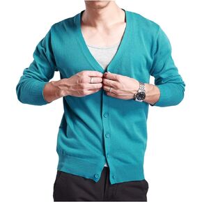 HaoMay Mens Slim Lightweight Cashmere V Neck Button Down Knit Cardigans Sweater