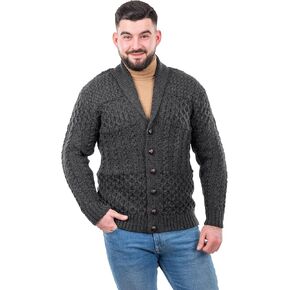 SAOL Men's Cardigan Merino Wool Knit Shawl Collar Casual Sweater with Buttons in Saudi Arabia