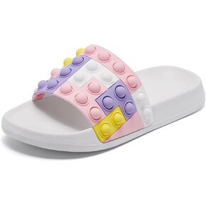 Eashi Slides للأطفال، صنادل للأولاد والبنات، شباشب تدعم قوس الأطفال الصغار للاستحمام المنزلي والشاطئ غير قابلة للانزلاق