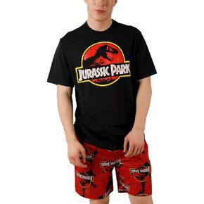 Bioworld Jurassic Park Logo Men's Crew Neck Short Sleeve Tee & Lounge Shorts Combo Set