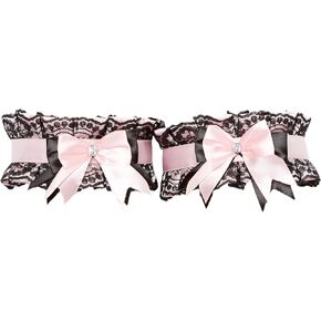 Daisy corsets womens Kitten Collection Lt Pink/Black Lace Garters (Set of 2) Lingerie
