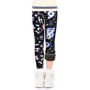 slaixiu Warm Girls Leggings Fleece Lined Winter Thick Printing Kids Pants