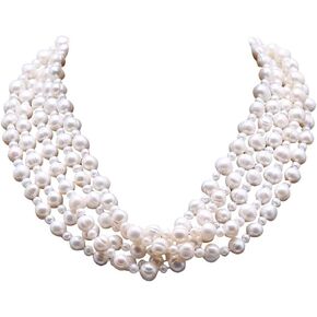 JYX لؤلؤة متعددة الخيول قلادة 5-8 ملم لؤلؤة مستزرعة قلادة 22 بوصة in Kuwait