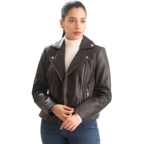 Genuine Lambskin Leather Jacket for Women – Sophie Classic Women’s Leather Biker Jacket