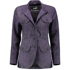 Fancy 5-Button Four Pocket Double Back Slit Leather Blazer Women - Vintage Suede Look Cuff Sleeves Leather Jacket Women
