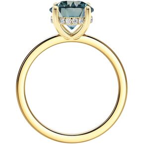 Diamond Wish IGI Certified 1 to 1 1/2 Carat Fancy Intense Blue Lab Grown Diamond Hidden Ribbon Halo Engagement Ring for Women in 14k Gold (I-J, VS-SI, cttw) Anniversary Promise Ring Size 4 to 9