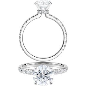 Diamond Wish IGI Certified 1 to 3 Carat Lab Grown Diamond Ribbon Halo Engagement Ring for Women in 14k Gold with Side Stones (I-J, VS-SI, cttw) Wedding Anniversary Promise Ring Size 4 to 9