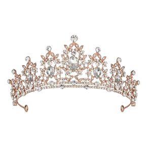 SWEETV Jeweled Tiaras and Crowns for Women, Crystal Queen Crown, Silver Wedding Tiara for Bride, Metal Birthday Quinceanera Pageant Prom Headpieces