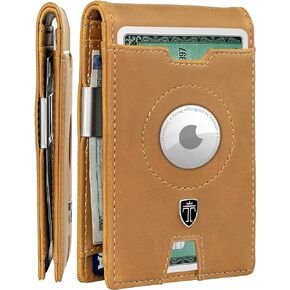 TRAVANDO AirTag* Wallet Mens Wallet with Money Clip Air Tag Wallet Card Holder RFID Blocking Bifold Gifts for Men